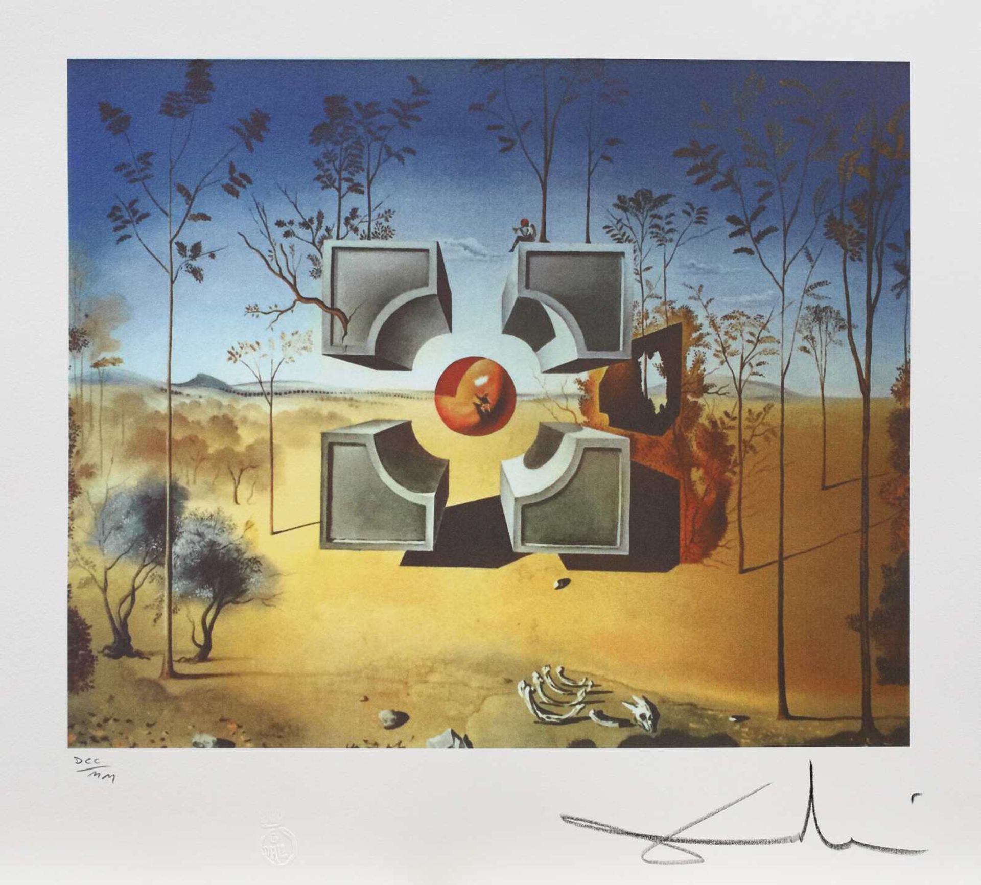 Salvador Dali, CubeSalvador Dali, Cube, chromolithography, 35 × 42,5 cm, signed bottom right,