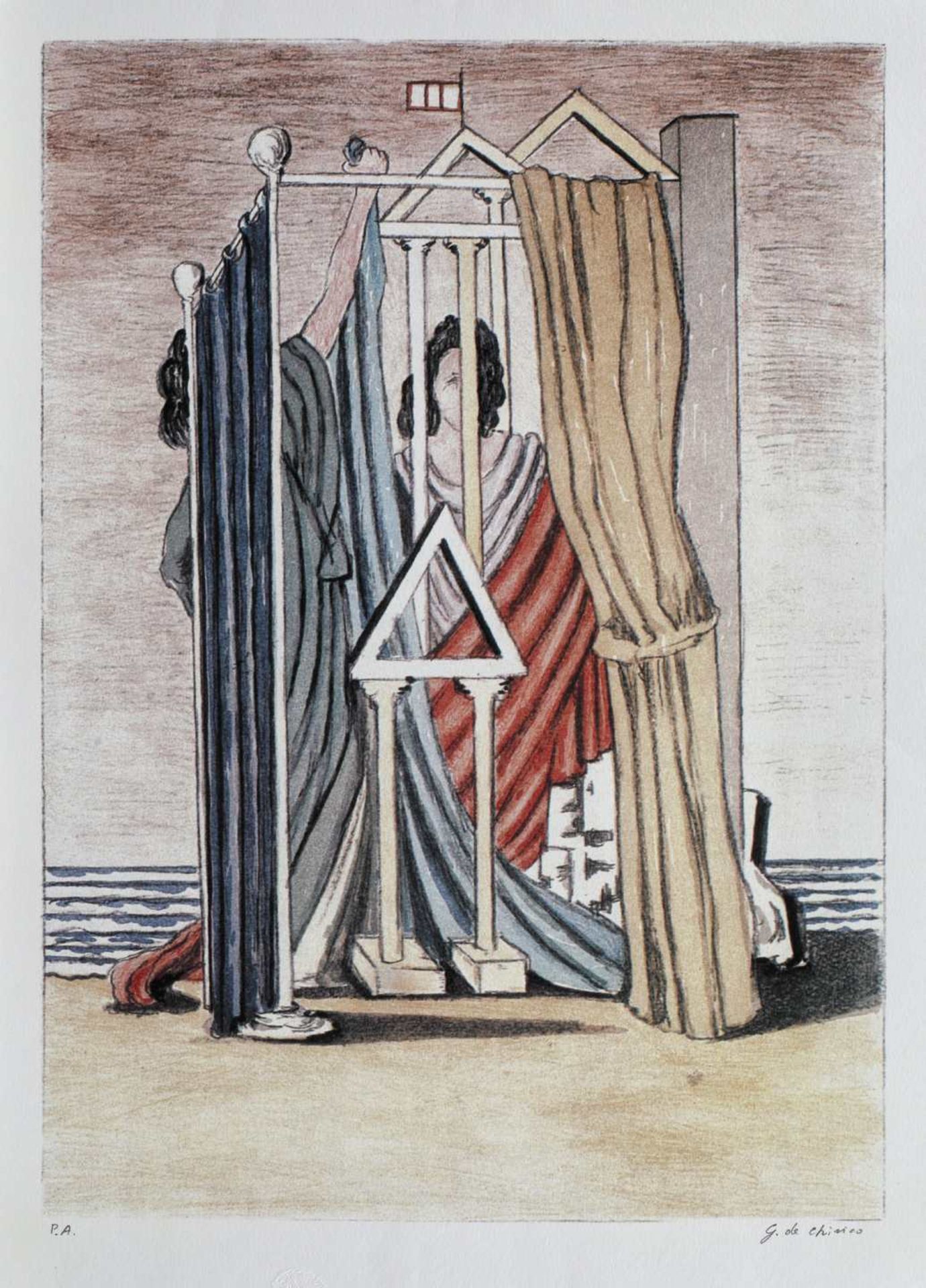 Giorgio de Chirico, The VestalsGiorgio de Chirico, The Vestals, chromolithography, 55 × 39 cm,