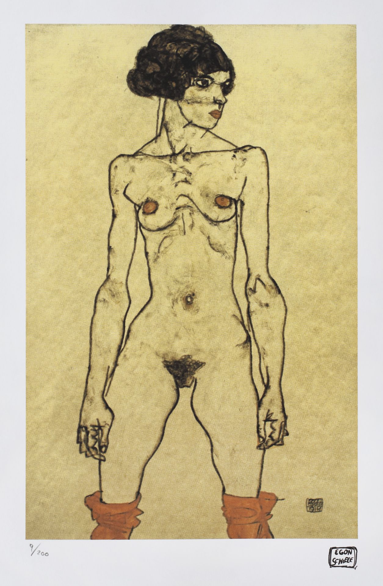 Egon Schiele, NudeEgon Schiele, Nude, chromolithography, 43 × 27,5 cm, signed bottom right, un