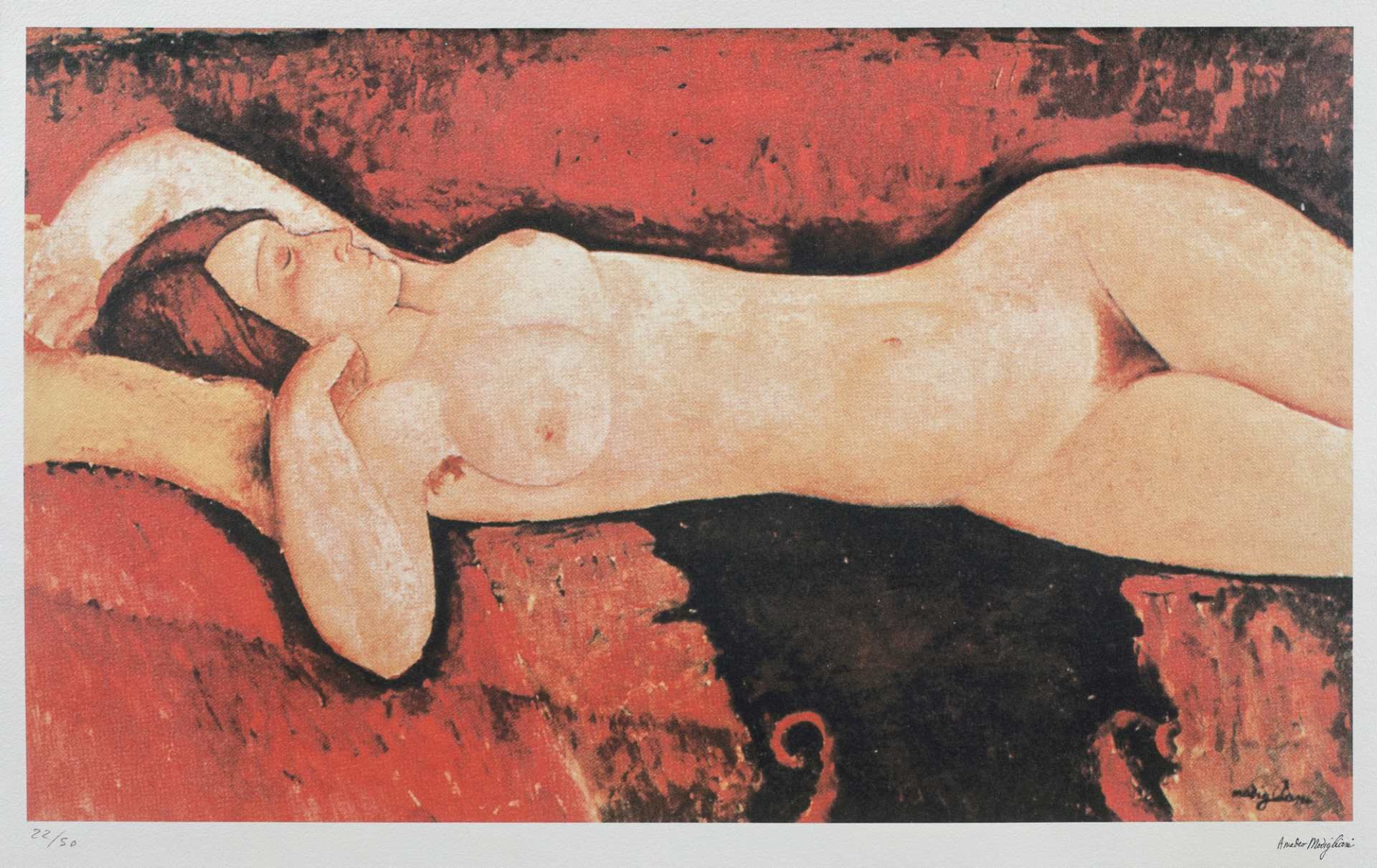 Amedeo Modigliani, NudeAmedeo Modigliani, Nude, chromolithography, 38 × 66 cm, signed, engrave