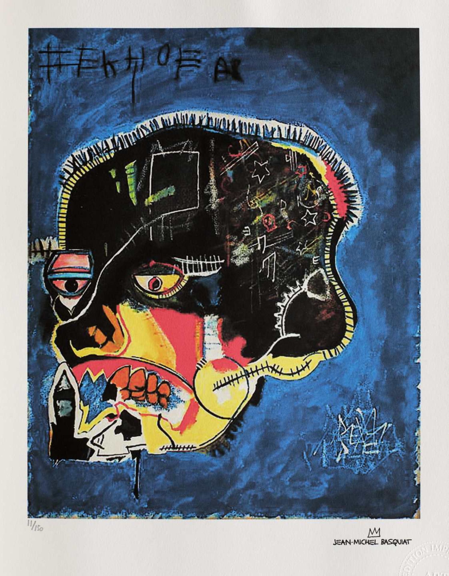 Jean-Michel Basquiat, SkullJean-Michel Basquiat, Skull, chromolithography, 26 × 22 cm, signed