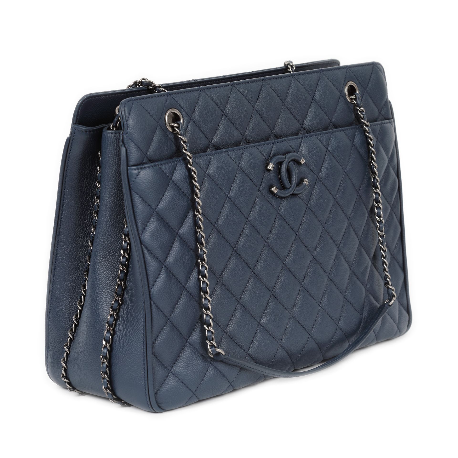 Chanel bag, quilted leather, blue, authenticity card and original cover - Image 2 of 5