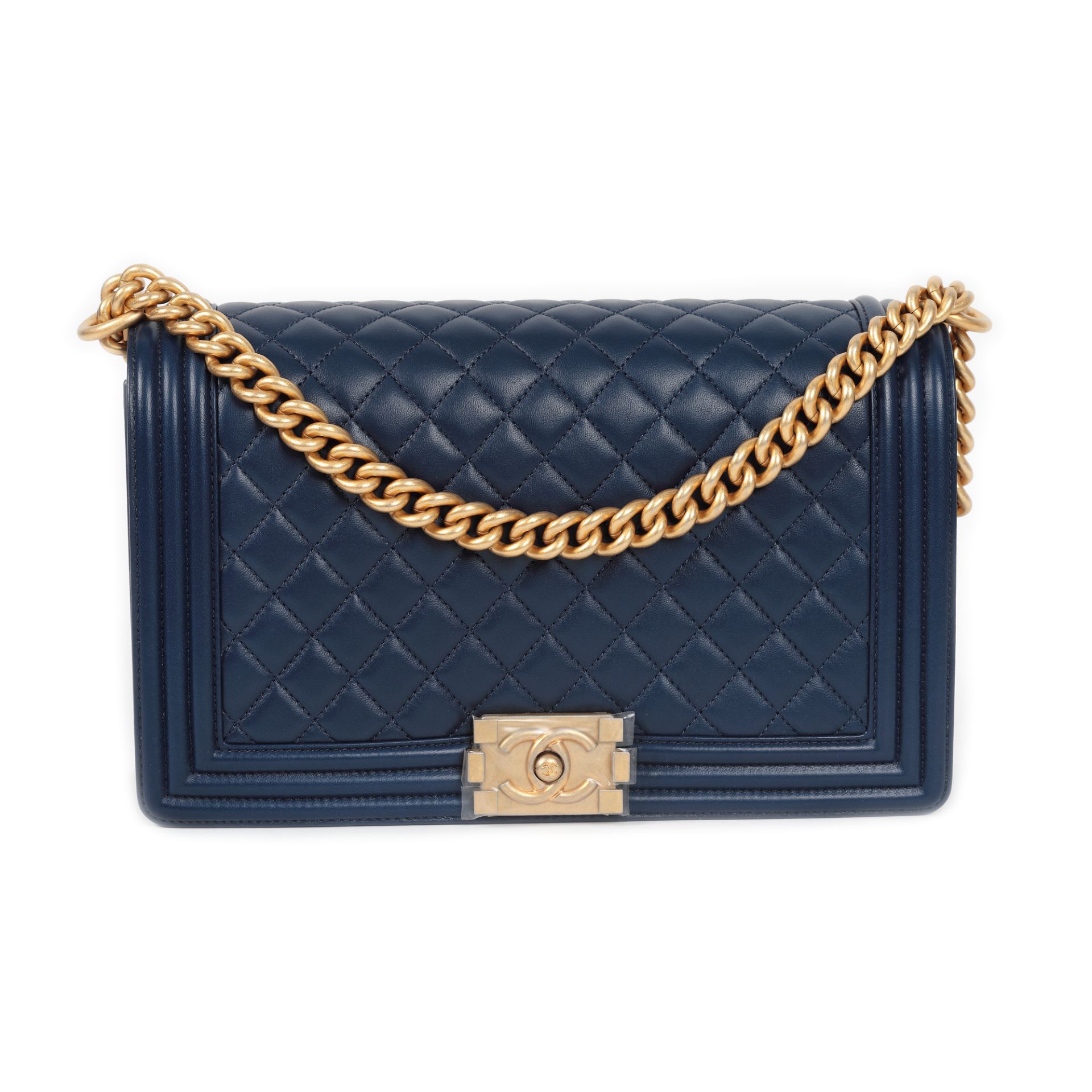 "Boy" - Chanel bag, quilted leather, blue, authenticity card and original cover - Image 4 of 5