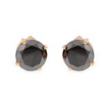 Gold earrings, decorated with black diamonds