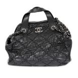 "Ultra Stitch Bowling Bag", Chanel bag, quilted leather, black, authenticity card and original cover