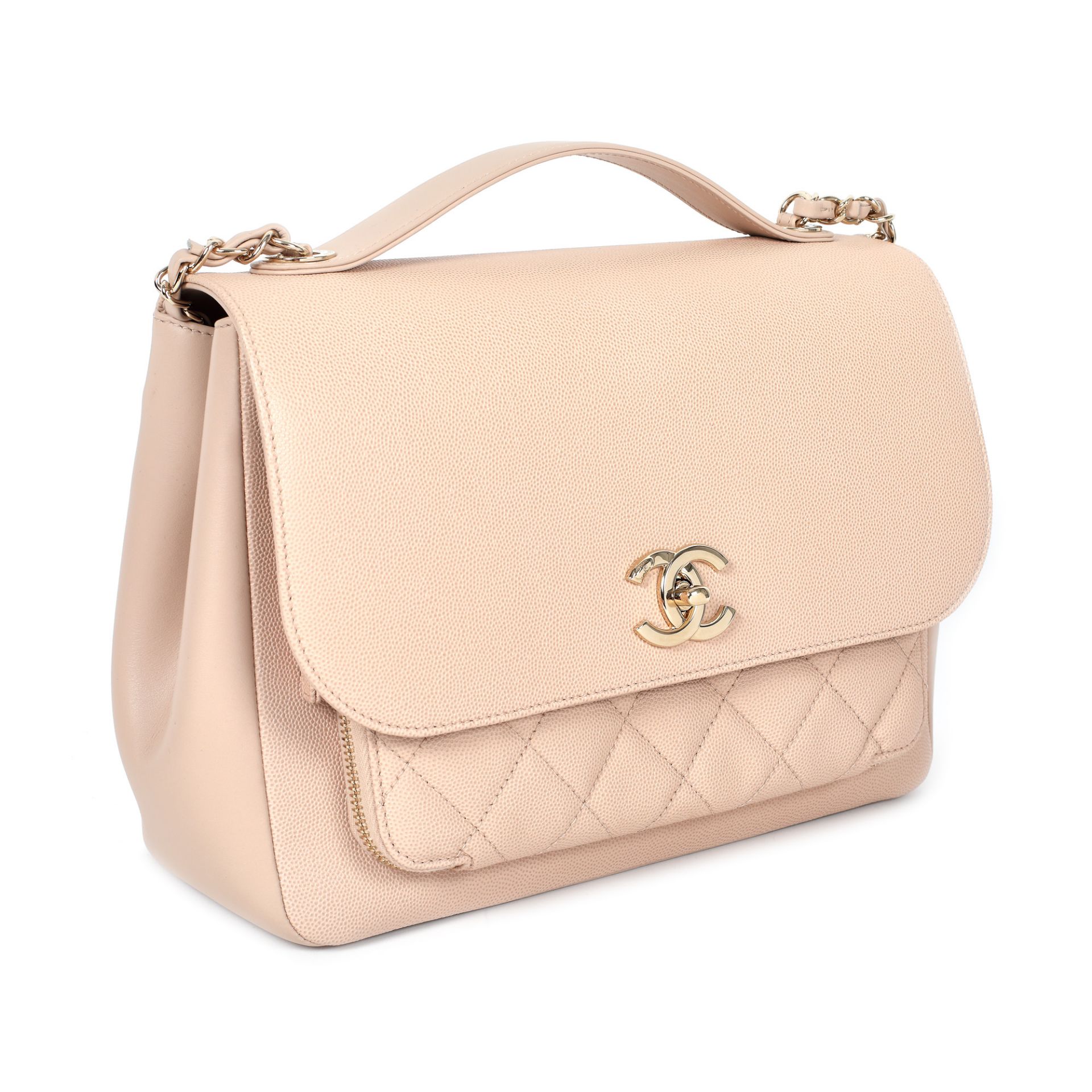 "Business Affinity Flap Bag" - Chanel bag, partially quilted Caviar leather, beige - Image 2 of 4