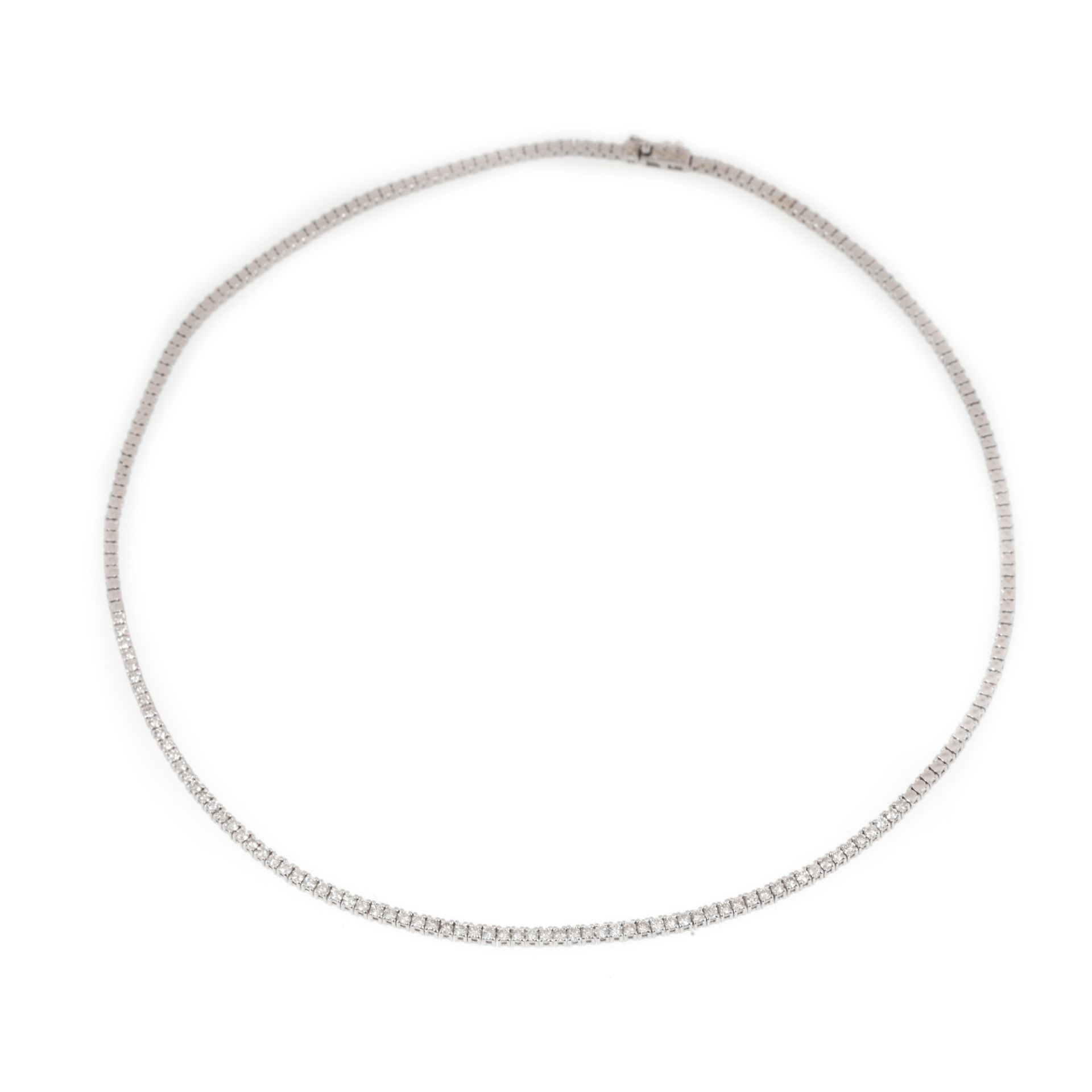 White gold tennis necklace, paved with diamonds