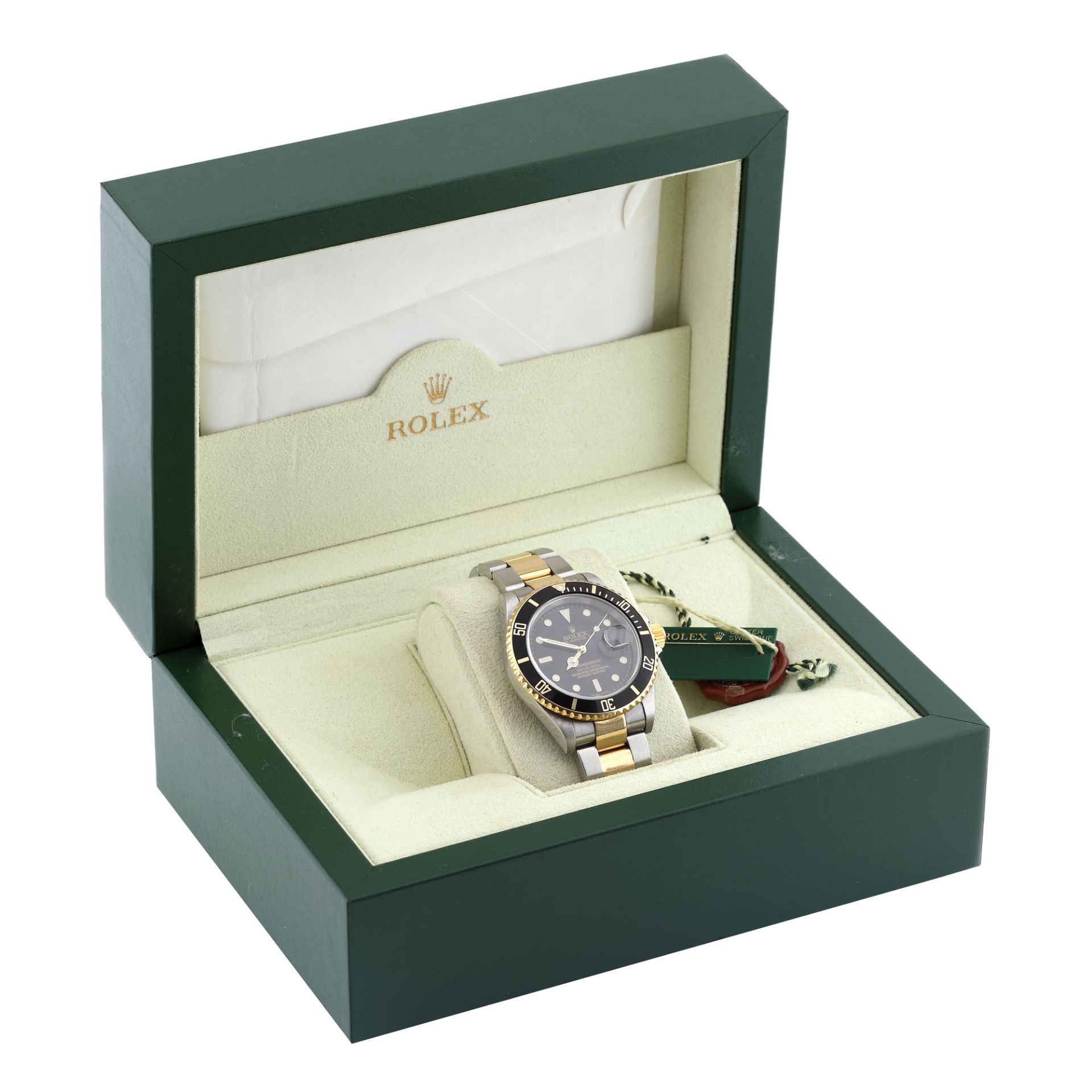 Rolex Submariner wristwatch, gold and steel, men, provenance documents, original box and three NATO