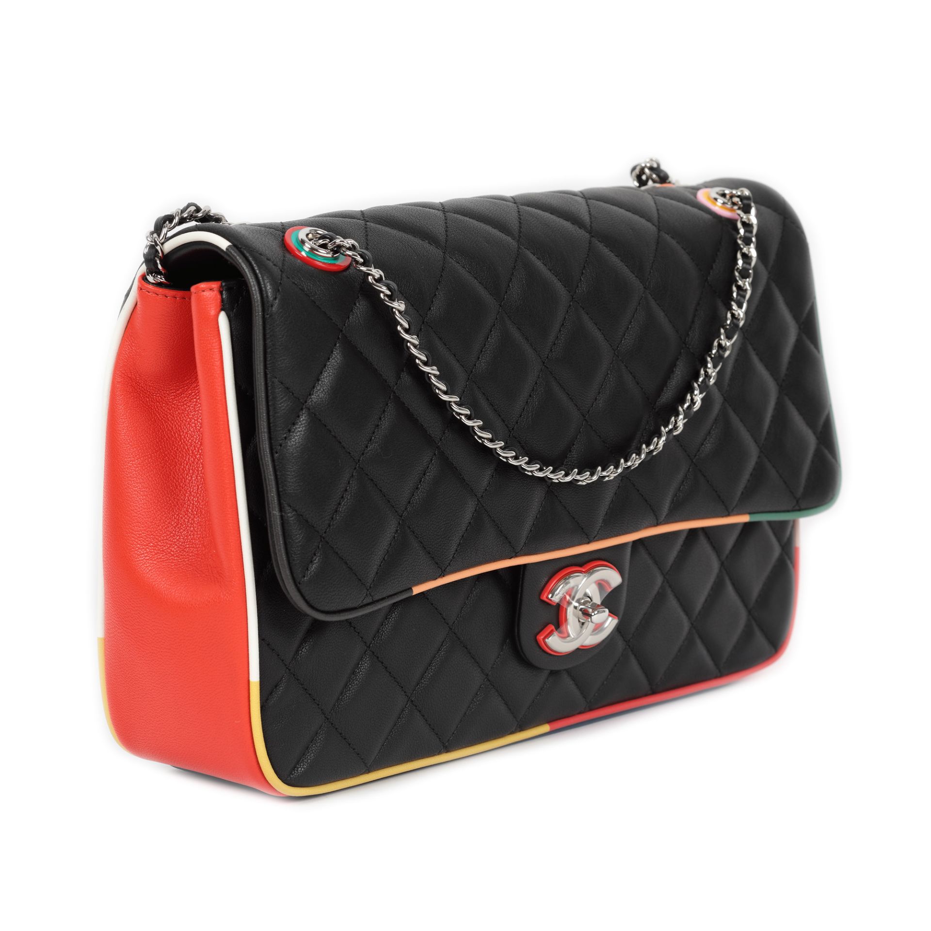 "Classic Flap Bag" - Chanel bag, quilted leather, black, with coloured resin details, authenticity c - Image 2 of 6