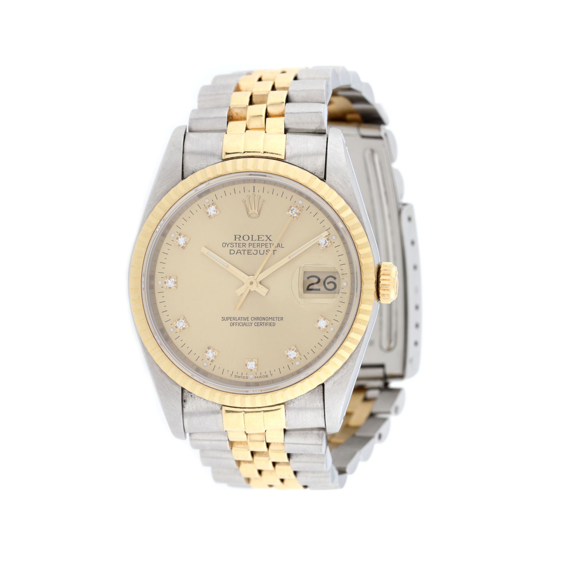 Rolex Oyster Perpetual Lady-Datejust wristwatch, gold and steel, women, decorated with diamonds