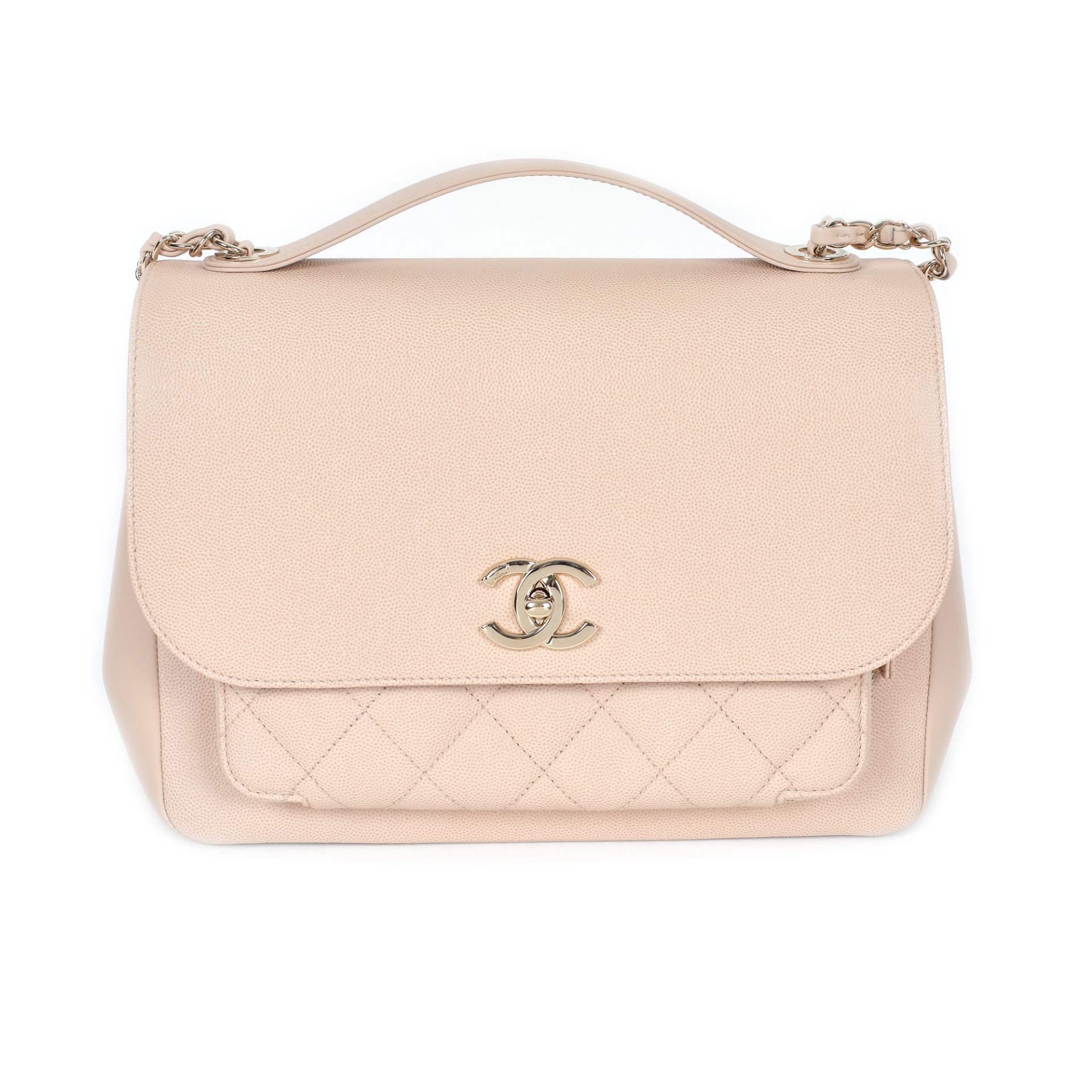"Business Affinity Flap Bag" - Chanel bag, partially quilted Caviar leather, beige