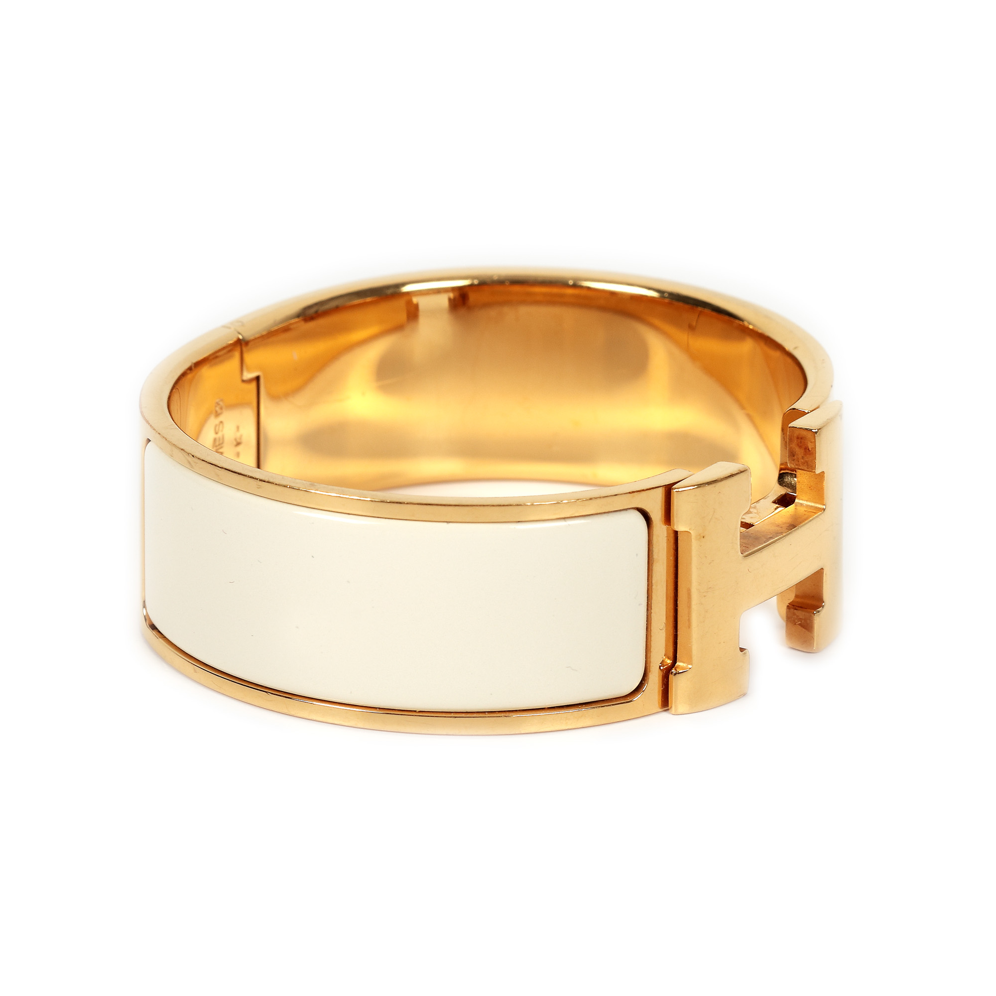 Hermès, Clic Clac bracelet, white enamel - Image 2 of 4