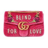 "Marmont Blind for Love" - Gucci bag, velvet, pink, decorated with flower embroidery