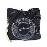 "La Pausa"- Chanel bag, quilted fabric, blue, authenticity card and original cover