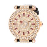 Franck Muller Double Mistery wristwatch, decorated with diamonds and rubies, unisex