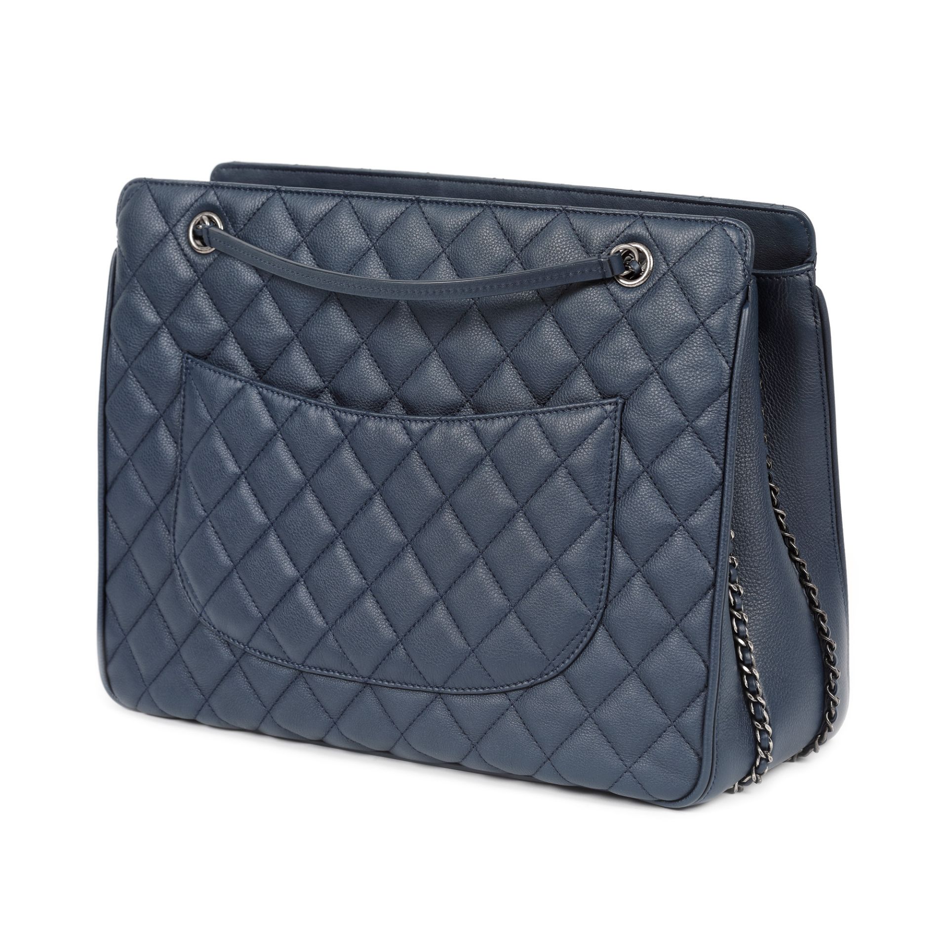 Chanel bag, quilted leather, blue, authenticity card and original cover - Image 5 of 5