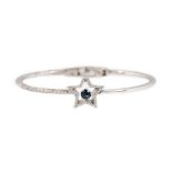 "Star" - white gold bracelet, decorated with diamonds and a central sapphire