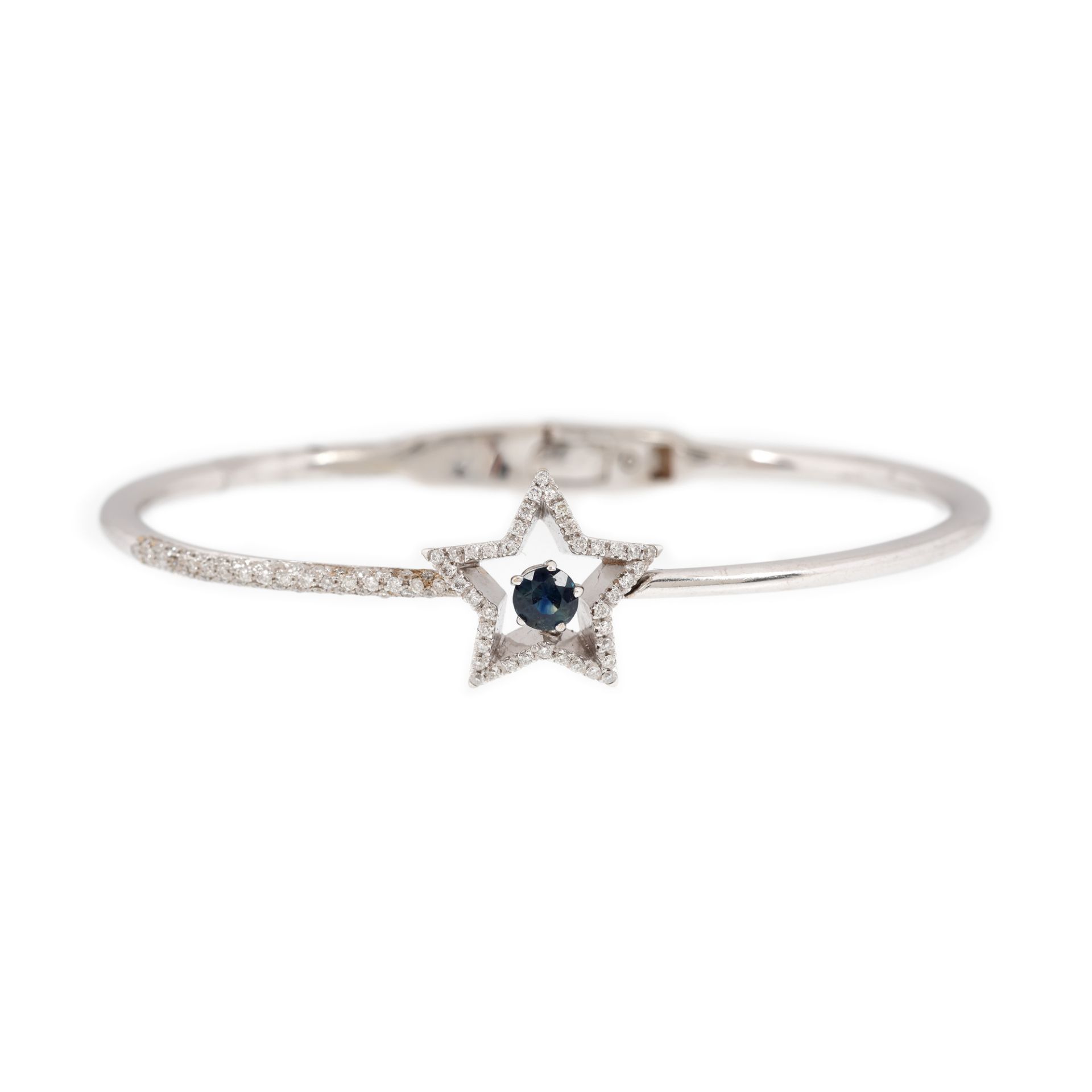 "Star" - white gold bracelet, decorated with diamonds and a central sapphire