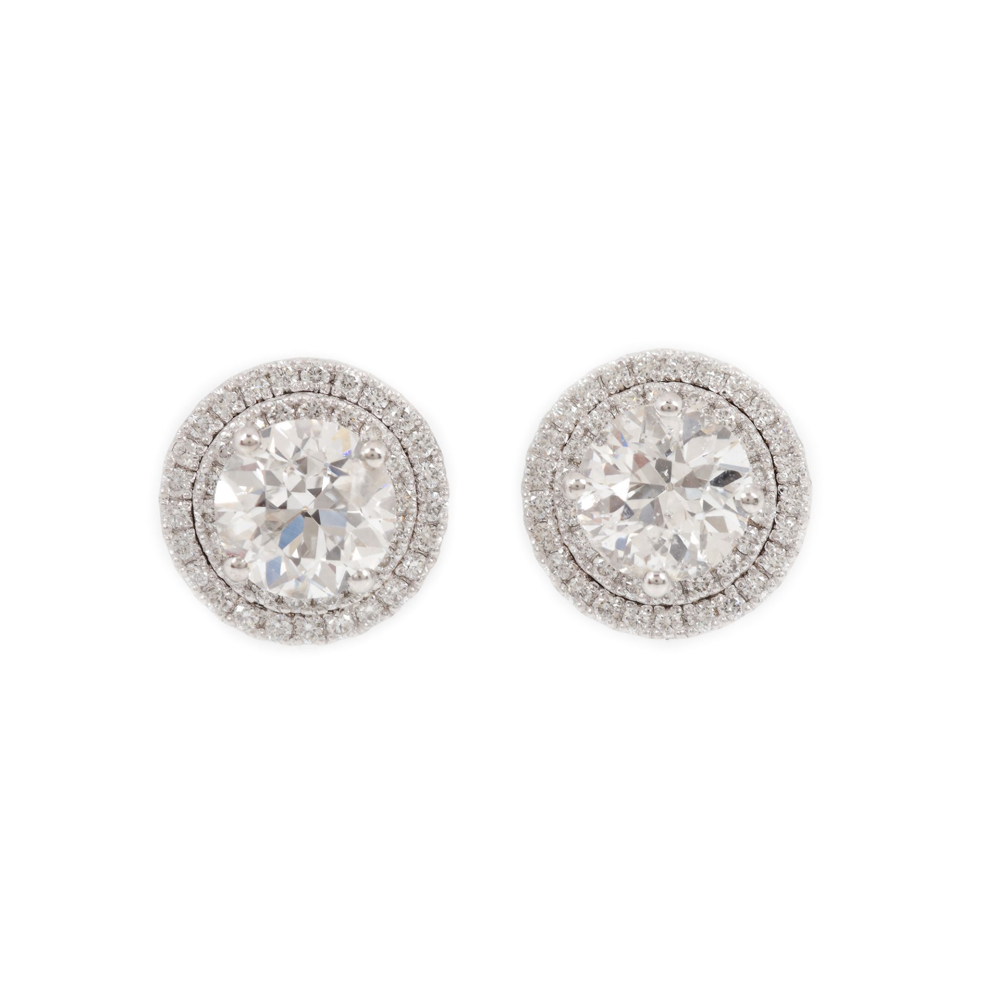 Earrings, white gold, decorated with diamonds
