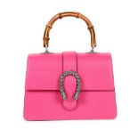 "Dionysus" - Gucci bag, leather, pink, decorated with bamboo handle