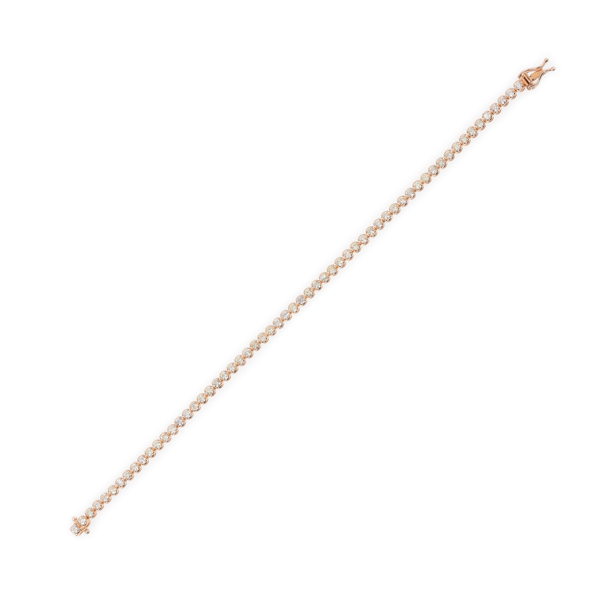 Tennis bracelet, rose gold, decorated with diamonds