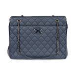 Chanel bag, quilted leather, blue, authenticity card and original cover