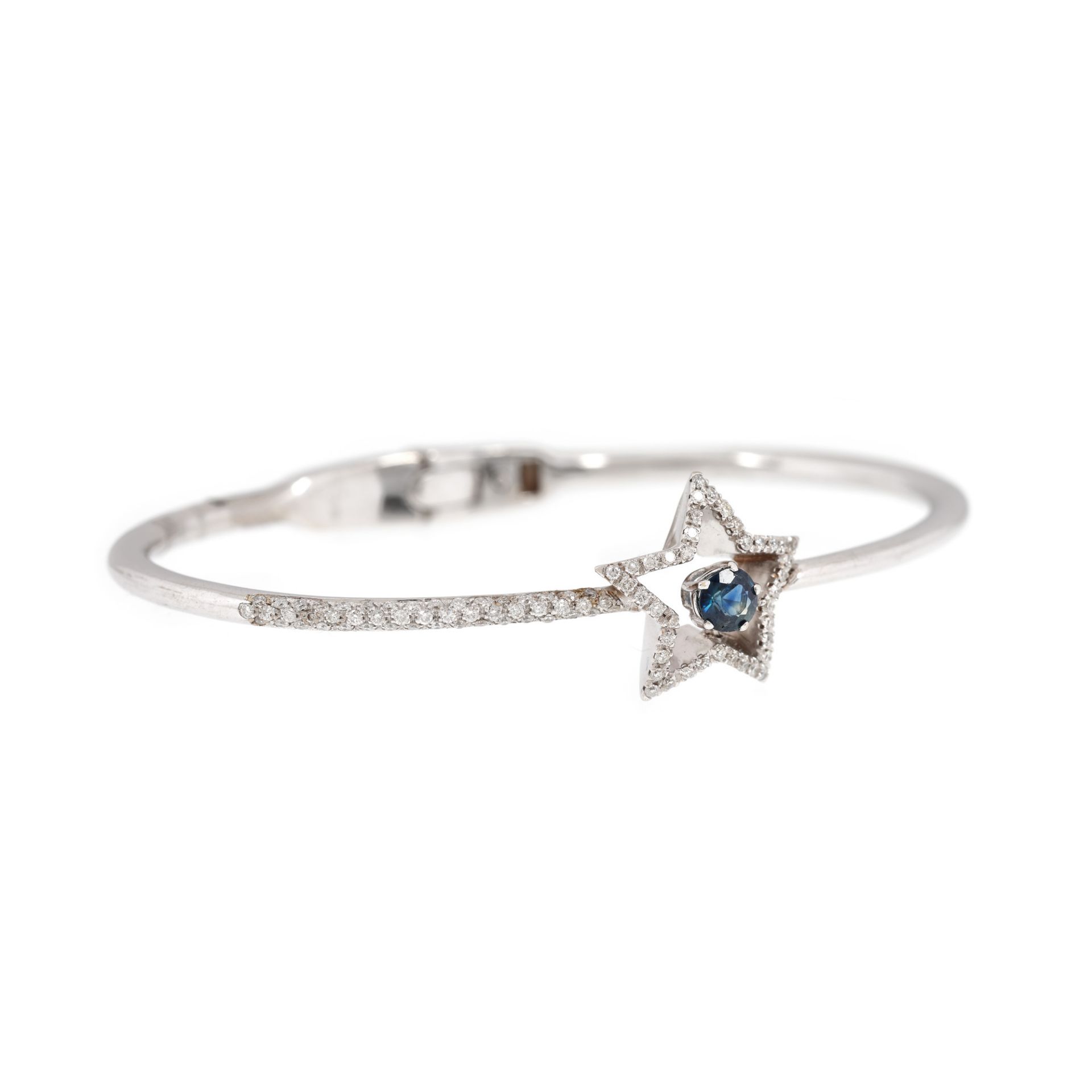 "Star" - white gold bracelet, decorated with diamonds and a central sapphire - Image 2 of 2