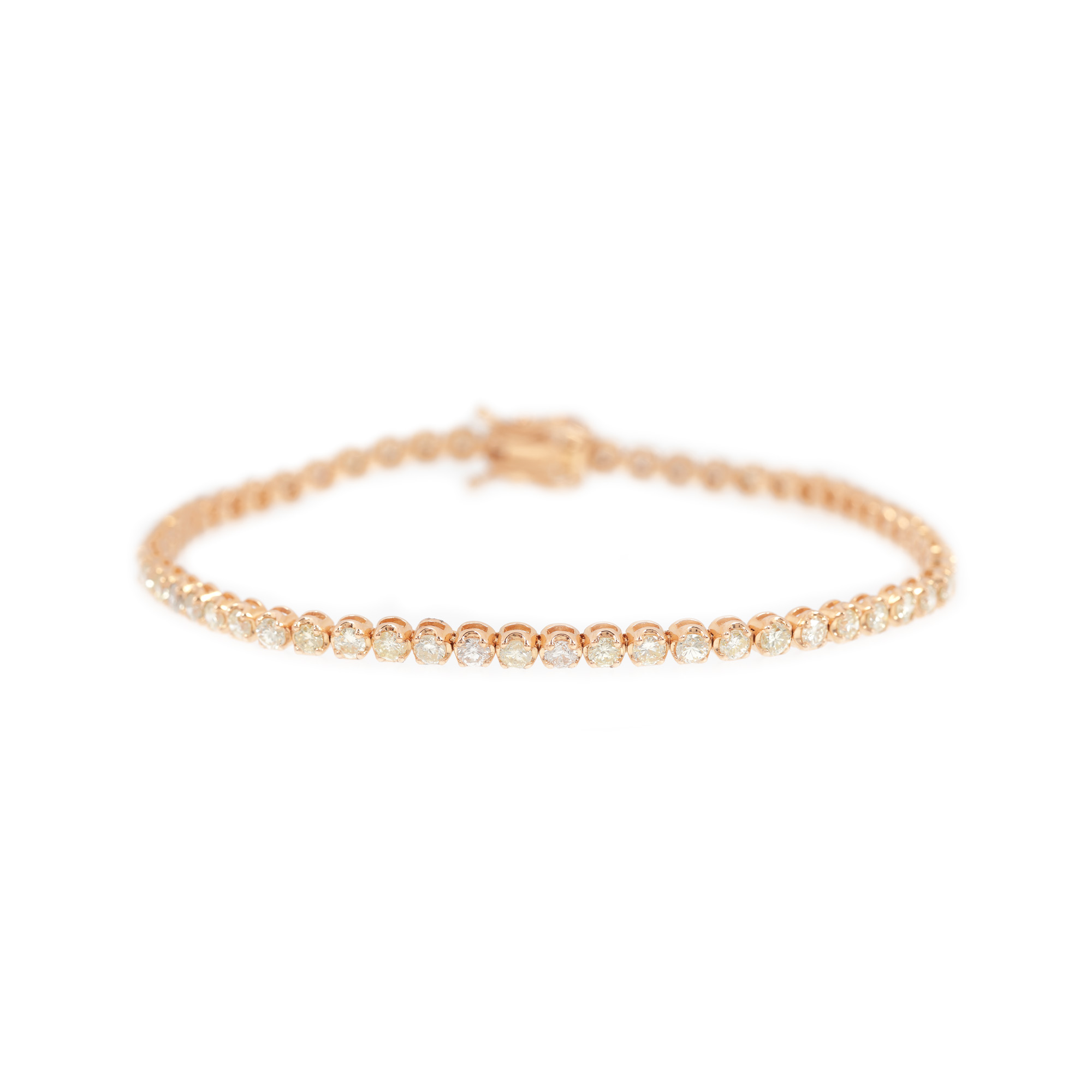 Tennis bracelet, rose gold, decorated with diamonds - Image 2 of 2