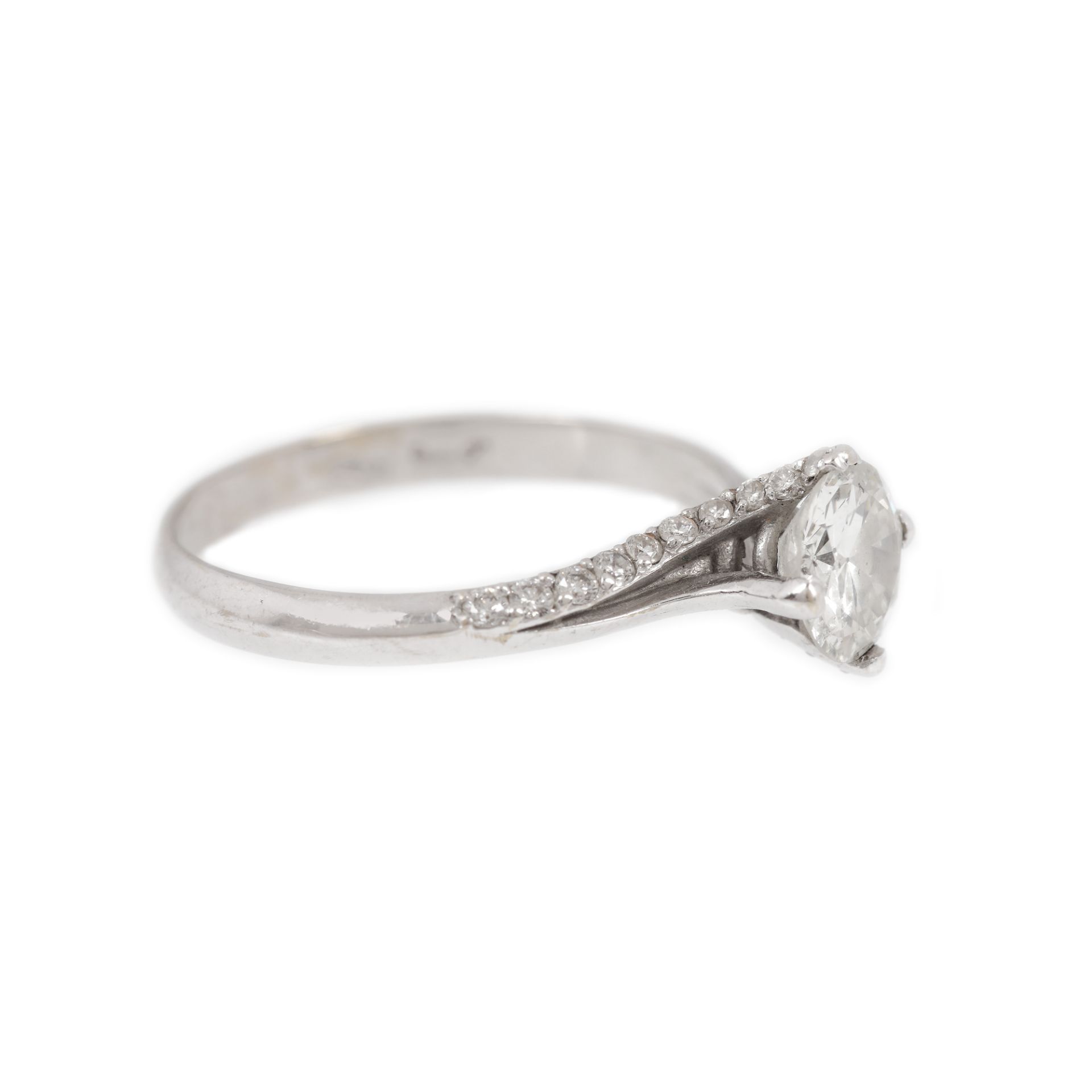 White gold ring, centrally decorated with a diamond and paved with diamonds - Image 2 of 3