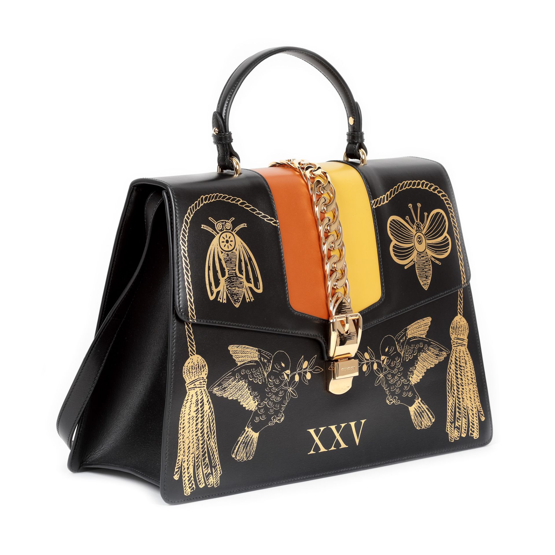 "Sylvie" - Gucci bag, leather, black, with birds and insects print - Image 2 of 5