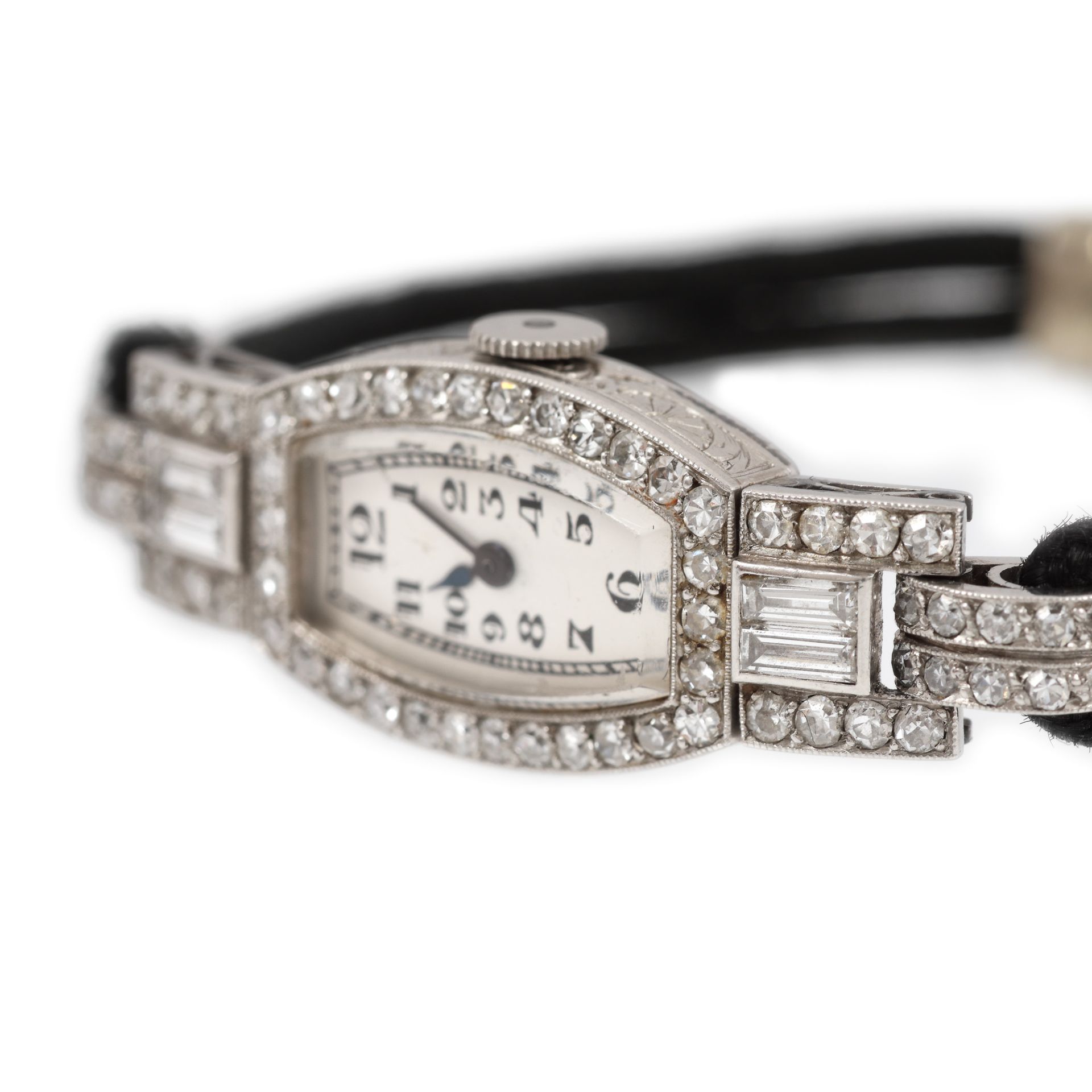 Art Deco wristwatch, white gold and platinum, decorated with diamonds, women, approx. 1930 - Image 2 of 3