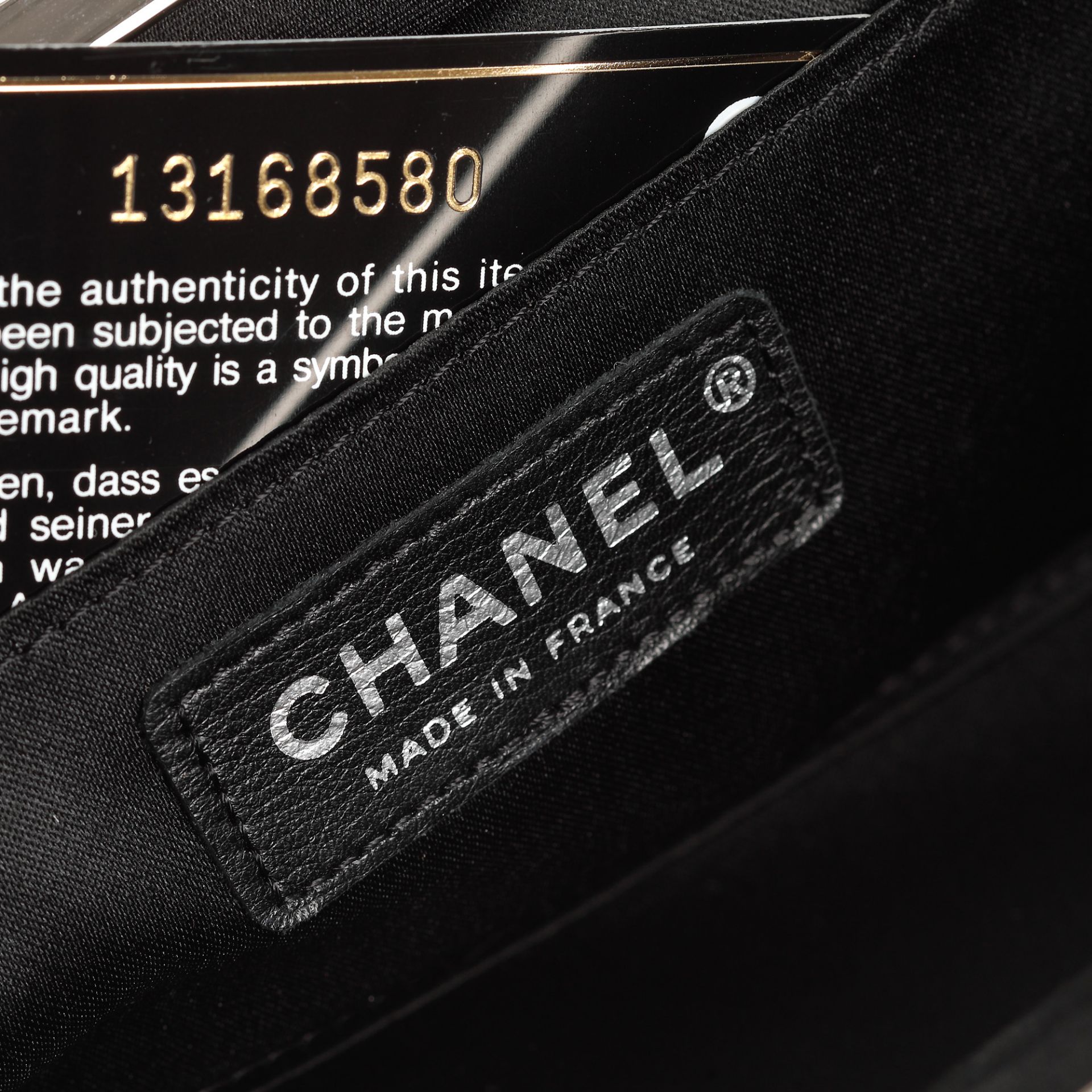 Clutch Chanel, satin, black, authenticity card and original cover - Image 3 of 4