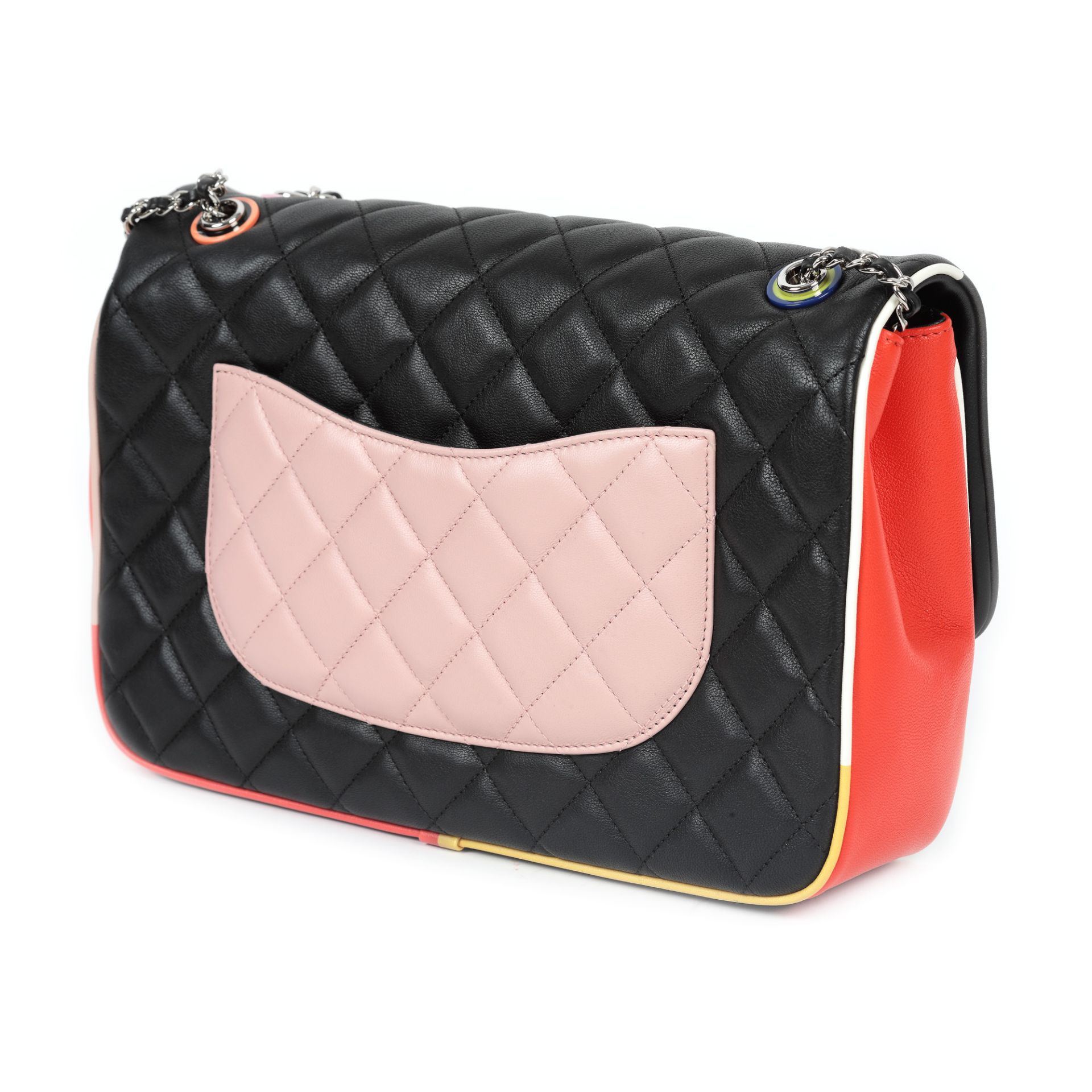 "Classic Flap Bag" - Chanel bag, quilted leather, black, with coloured resin details, authenticity c - Image 3 of 6