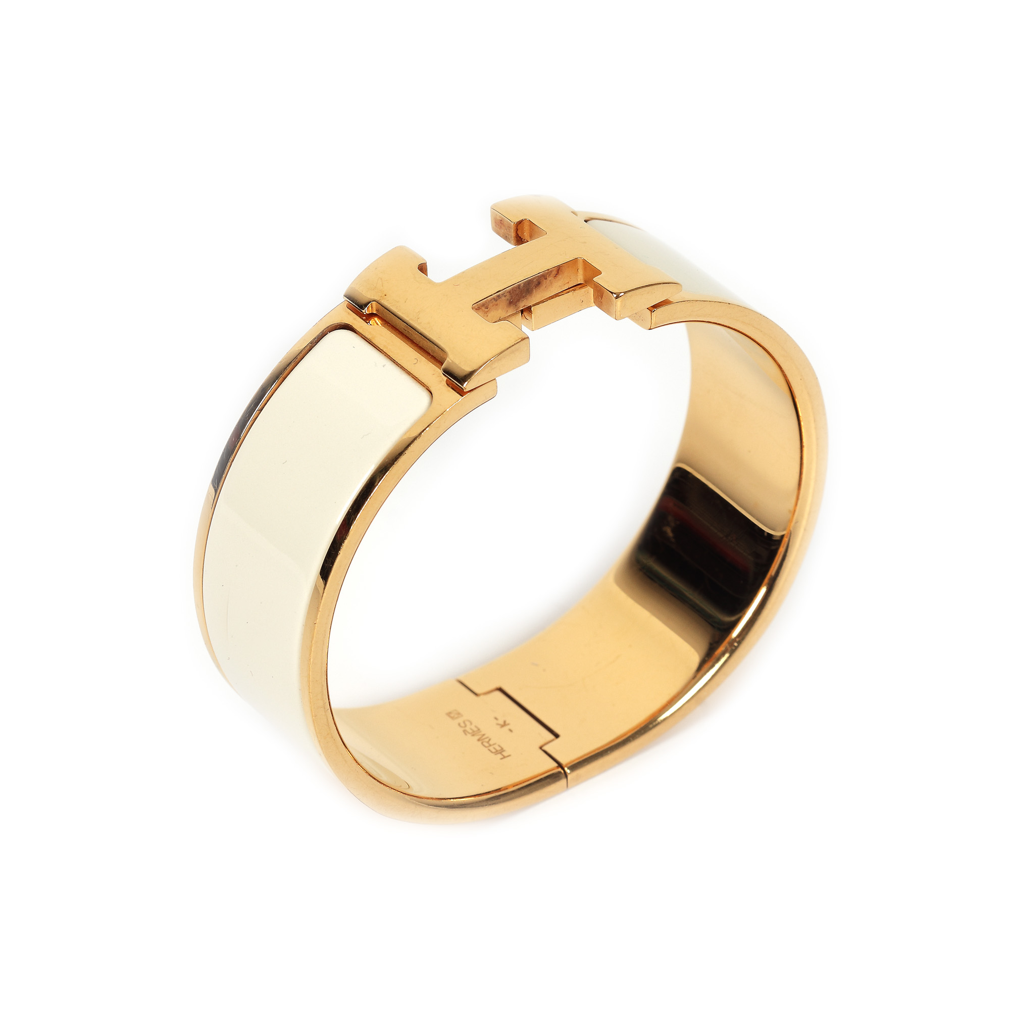 Hermès, Clic Clac bracelet, white enamel - Image 3 of 4