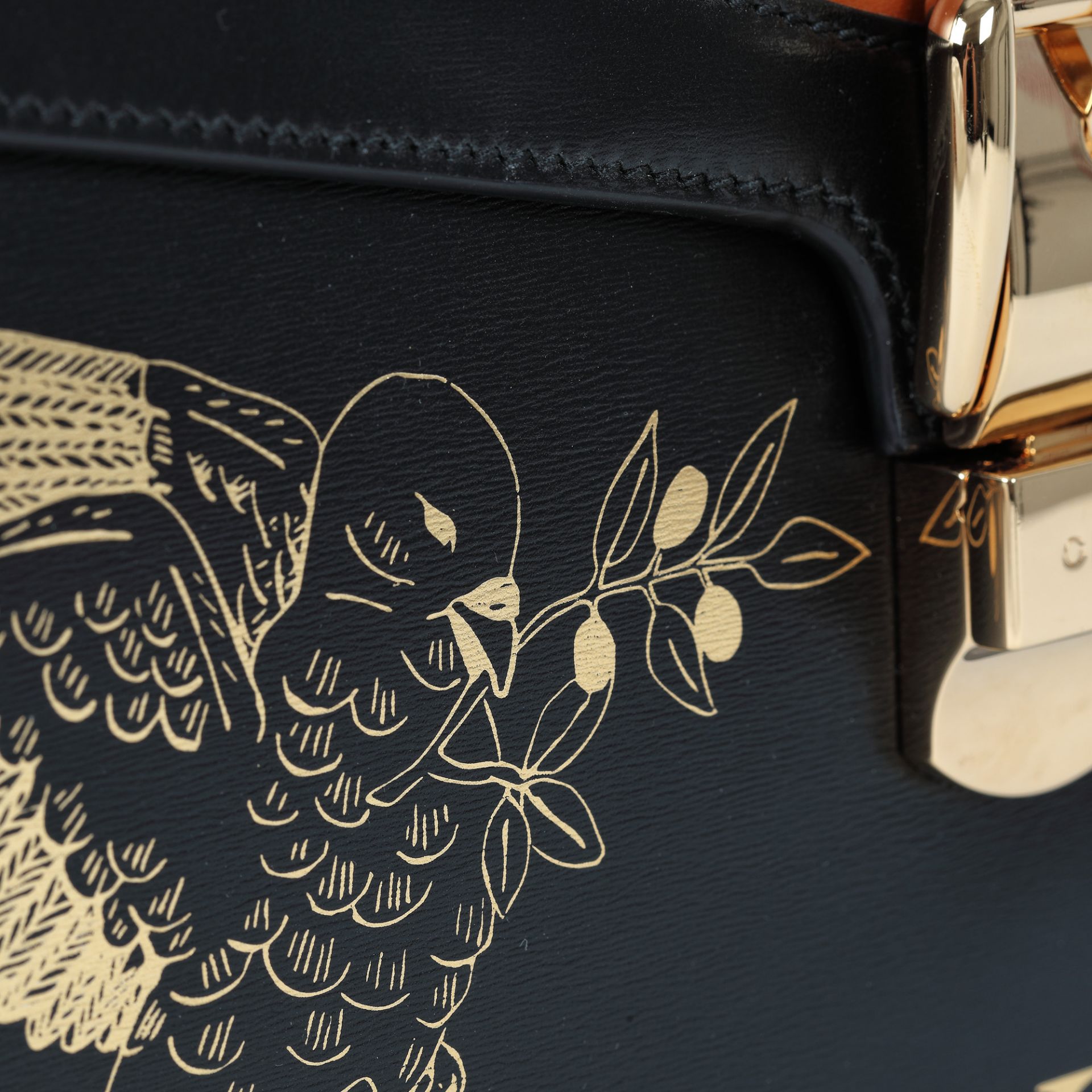 "Sylvie" - Gucci bag, leather, black, with birds and insects print - Image 3 of 5