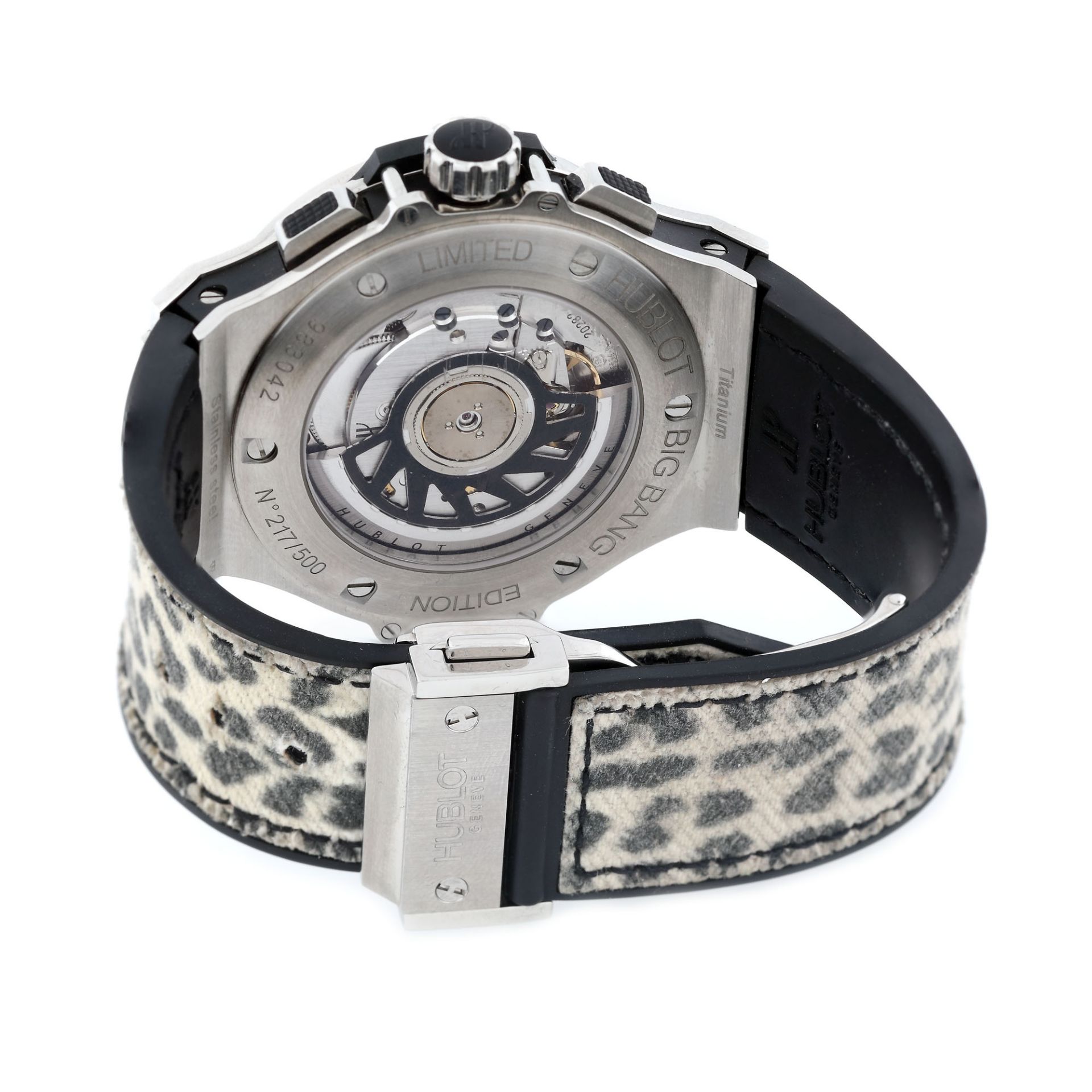 Hublot Big Bang Leopard wristwatch, white gold, steel, women, bezel with diamonds - Bild 4 aus 4
