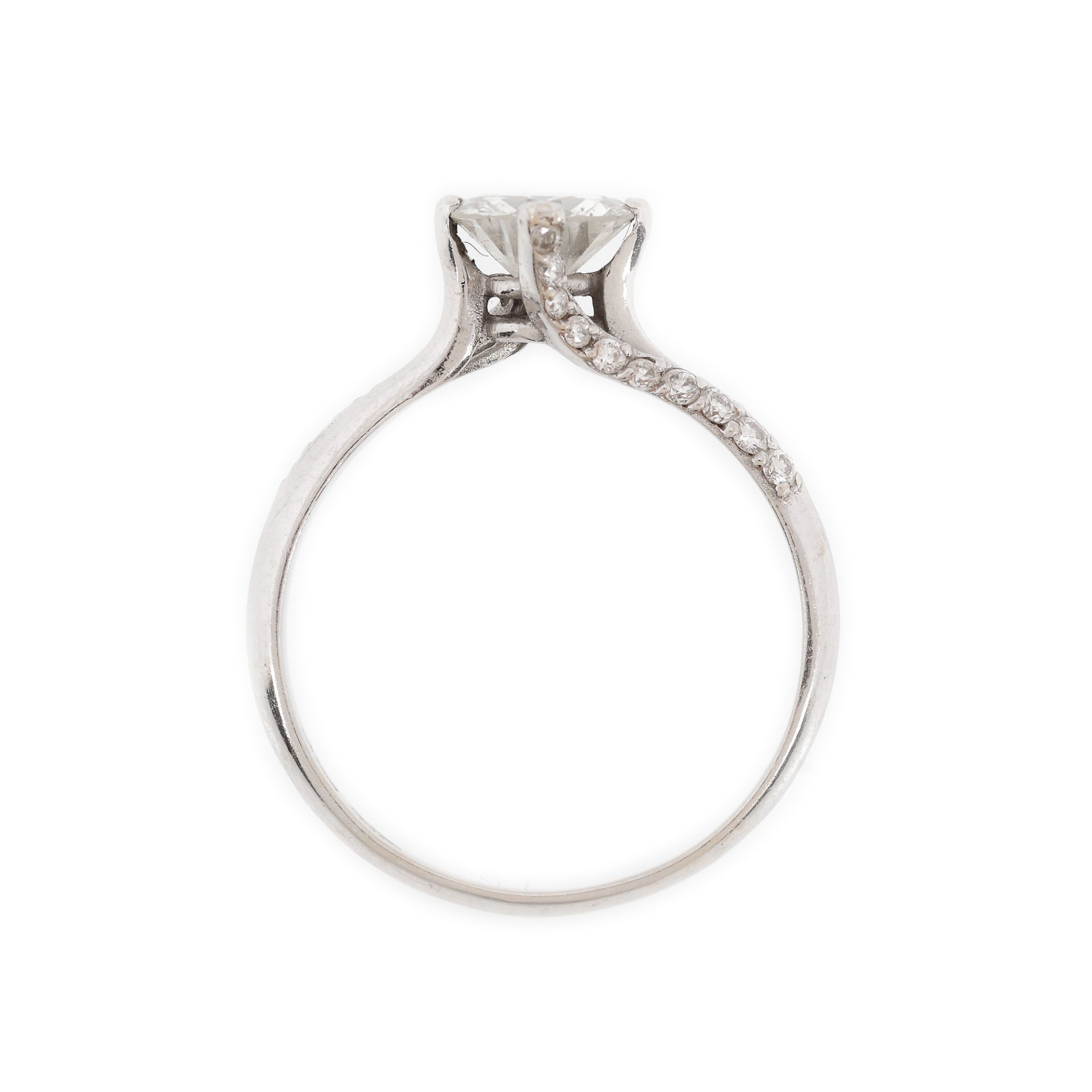 White gold ring, centrally decorated with a diamond and paved with diamonds - Image 3 of 3