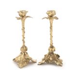 French workshop, "Poppy flowers" - pair of Art Nouveau candlesticks, attributed to École de Nancy, g