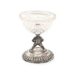 Vienna workshop, Austria, Salt shaker on figurative support, silver and crystal, approx. 1850