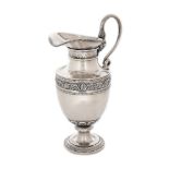 German workshop, Water carafe, silver, with handle, decorated with plant friezes and woman's face, a