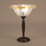 French workshop, Ezan table lamp, Art Deco, silvered bronze and opalescent glass, approx. 1930