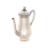 French workshop, Silver teapot, decorated with buds and acanthus leaves, approx. 1900