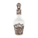 German workshop, Storck & Sinsheimer silver frame bottle, decorated with picturesque scenes, approx.