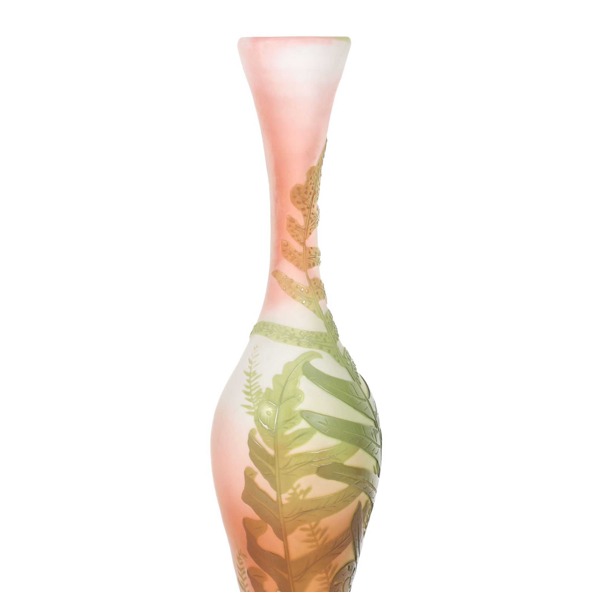 French workshop, "Fougères" - Gallé vase decorated with ferns, in orange and green tones, approx. 19 - Image 4 of 4