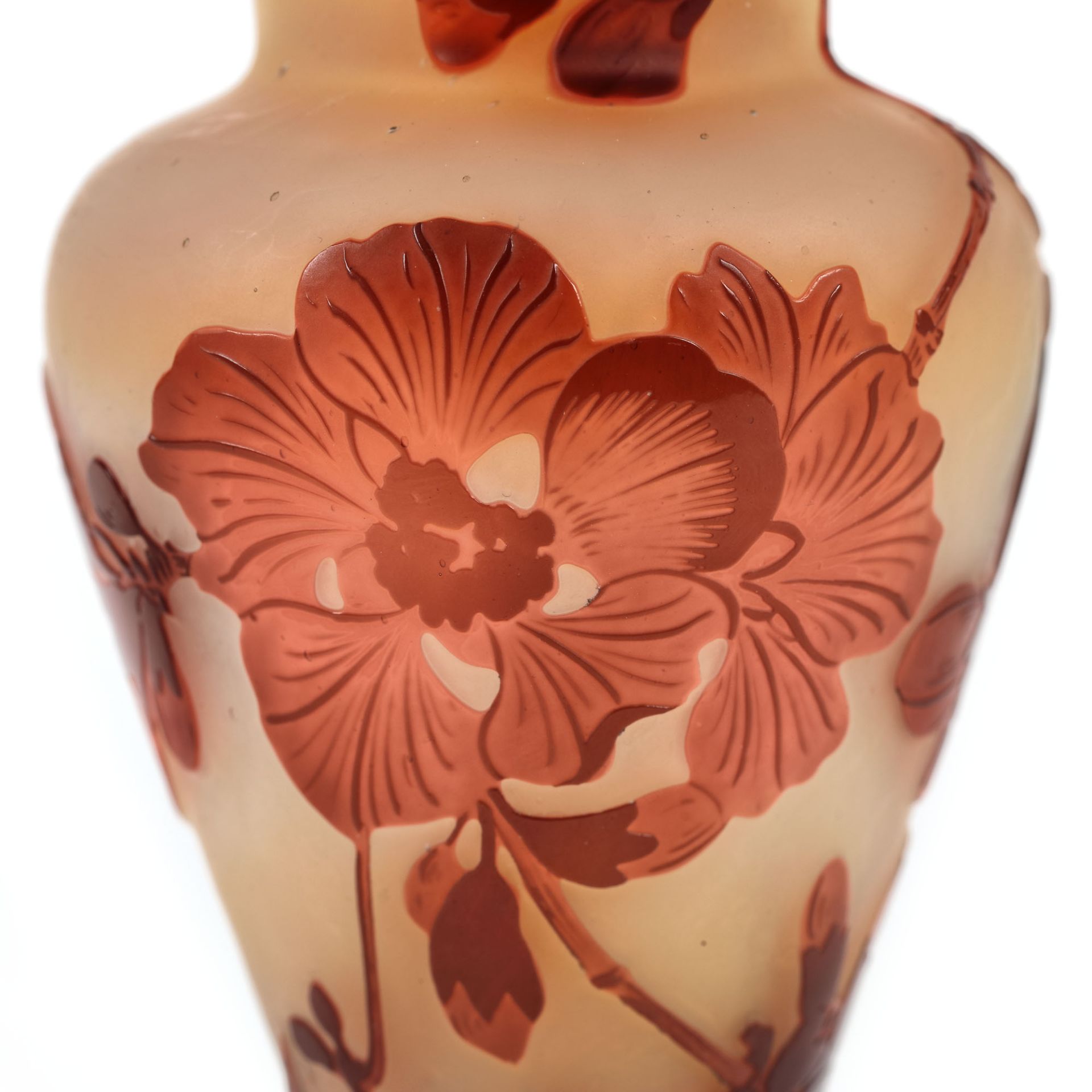 French workshop, Gallé vase, decorated with apple blossoms, in orange and yellow tones, approx. 1914 - Bild 6 aus 6