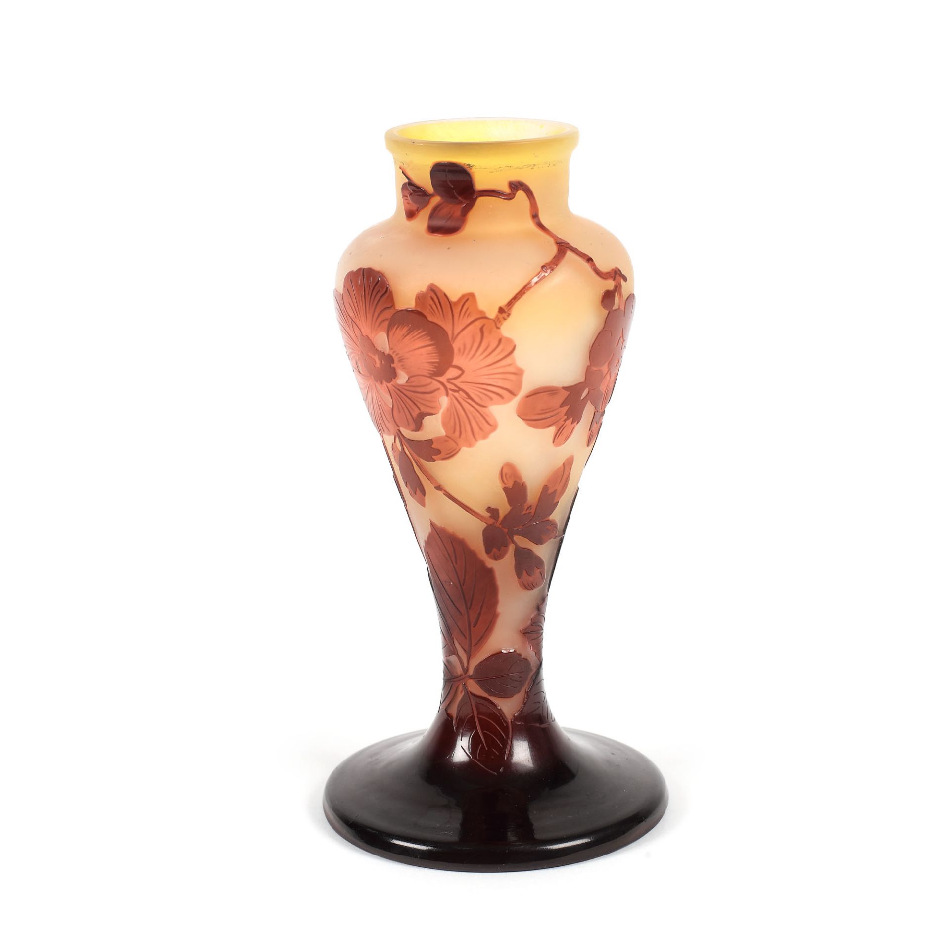 French workshop, Gallé vase, decorated with apple blossoms, in orange and yellow tones, approx. 1914 - Image 3 of 6