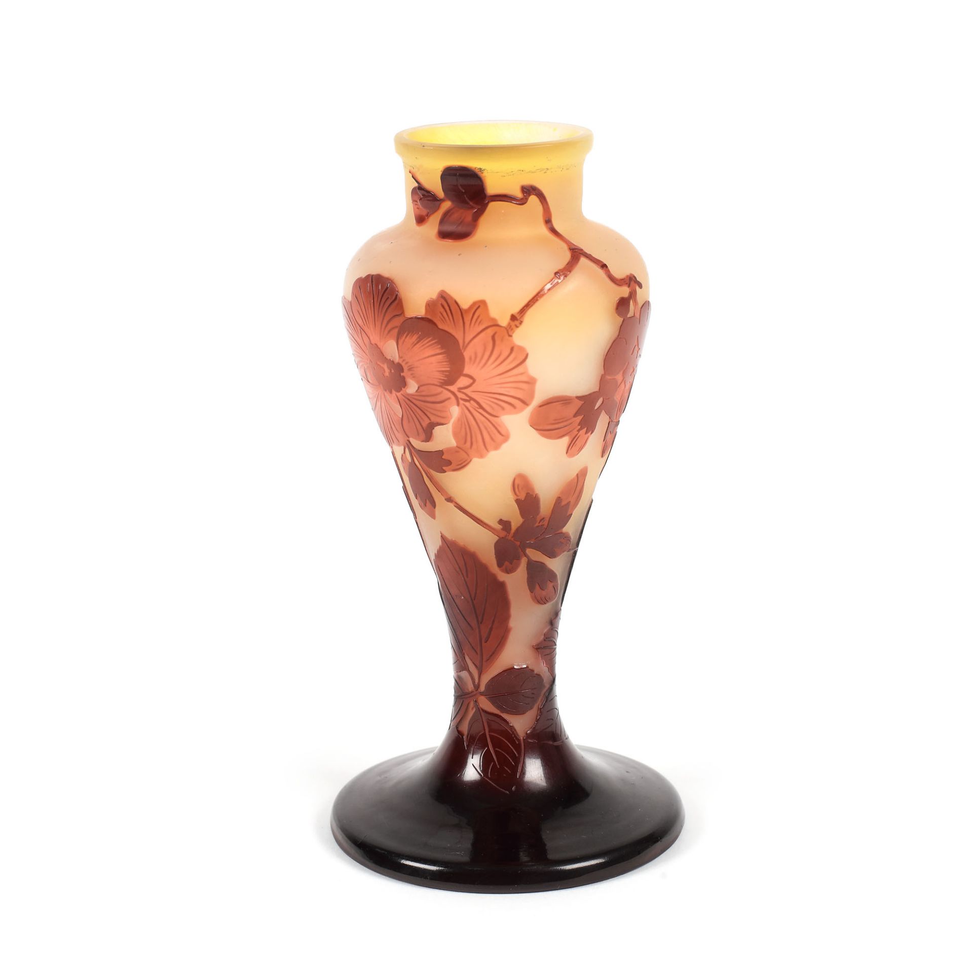 French workshop, Gallé vase, decorated with apple blossoms, in orange and yellow tones, approx. 1914 - Bild 3 aus 6