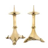 Paris workshop, France, Pair of Art Deco candlesticks, Cheuret Paris design, gilded bronze, approx.