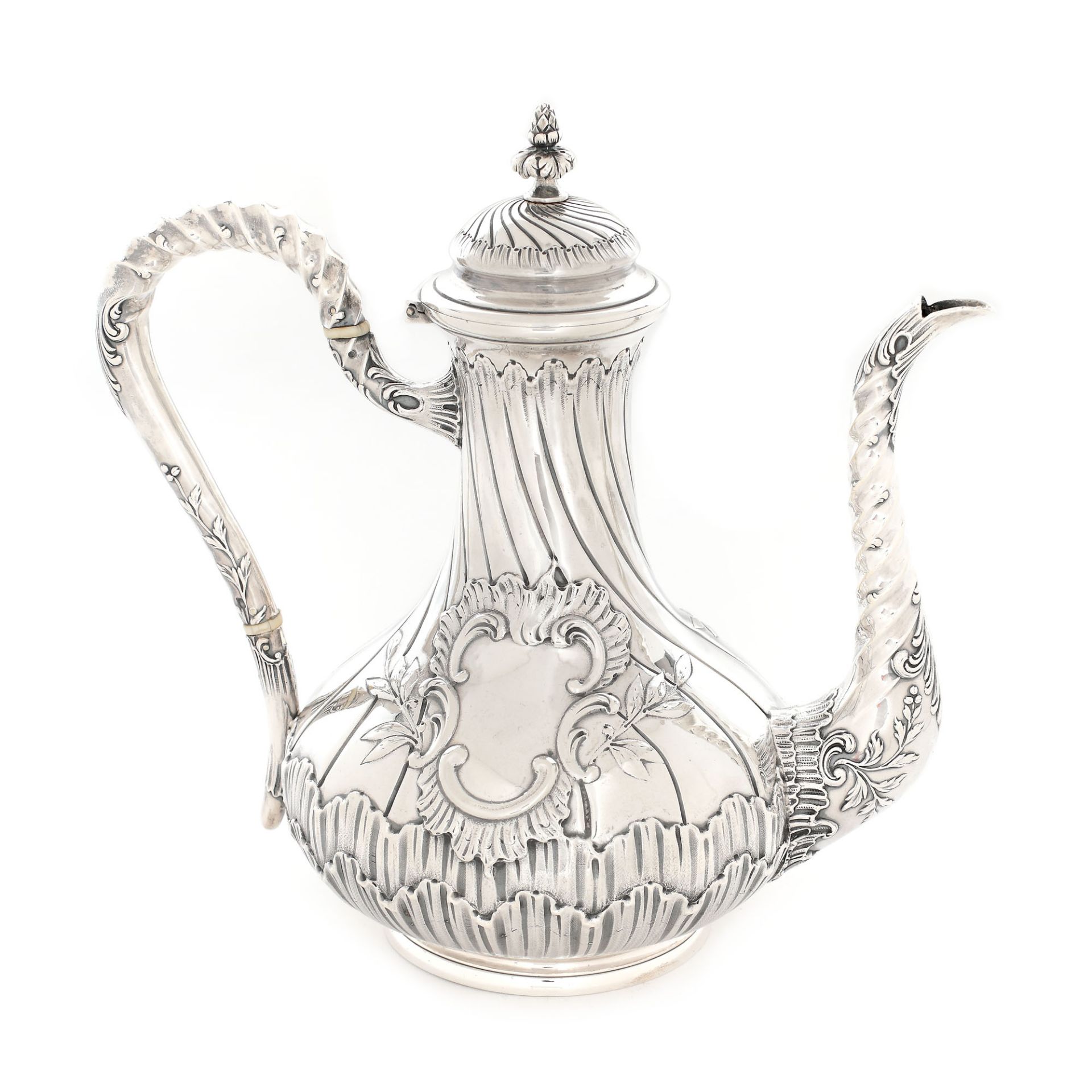 French workshop, Orientalist-inspired Risler & Carre silver teapot, approx. 1900