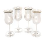 Padova workshop, Italy, Set of four silver glasses for wine